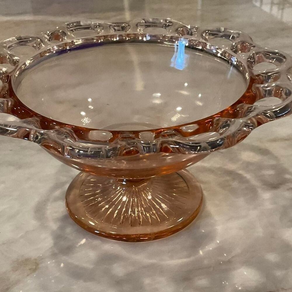 Old Colony Anchor Hocking Depression glass Pink sherbet dish